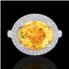 Image 2 : 4 CTW Citrine & Micro Pave VS/SI Diamond Ring 18K White Gold - REF-98X5T - 20911