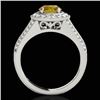 Image 2 : 1.7 CTW Certified Si/I Fancy Intense Yellow Diamond Solitaire Halo Ring 10K White Gold - REF-233Y6K 