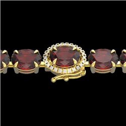 19.25 CTW Garnet & VS/SI Diamond Eternity Tennis Micro Halo Bracelet 14K Yellow Gold - REF-107X3T - 