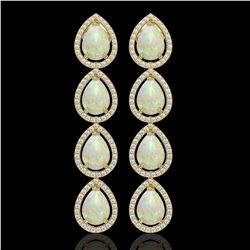 9.12 CTW Opal & Diamond Halo Earrings 10K Yellow Gold - REF-174T5M - 41299