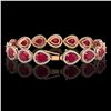 Image 2 : 30.06 CTW Ruby & Diamond Halo Bracelet 10K Rose Gold - REF-368X5T - 41238