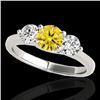 Image 1 : 2 CTW Certified Si/I Fancy Intense Yellow Diamond 3 Stone Solitaire Ring 10K White Gold - REF-281H8A