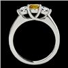 Image 2 : 2 CTW Certified Si/I Fancy Intense Yellow Diamond 3 Stone Solitaire Ring 10K White Gold - REF-281H8A