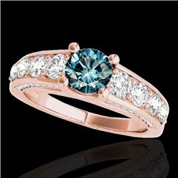 2.55 CTW Si Certified Fancy Blue Diamond Solitaire Ring 10K Rose Gold - REF-254M5H - 35513