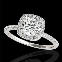 1.25 CTW H-SI/I Certified Diamond Solitaire Halo Ring 10K White Gold - REF-218A2X - 33325