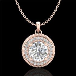 1.25 CTW VS/SI Diamond Solitaire Art Deco Stud Necklace 18K Rose Gold - REF-218M2H - 37143