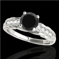 1.2 CTW Certified VS Black Diamond Solitaire Ring 10K White Gold - REF-58T2M - 34937