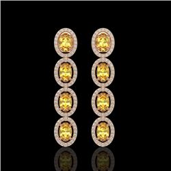 5.4 CTW Fancy Citrine & Diamond Halo Earrings 10K Rose Gold - REF-102X2T - 40545