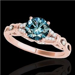 1.2 CTW Si Certified Fancy Blue Diamond Solitaire Ring 10K Rose Gold - REF-156N4Y - 35256