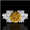 Image 2 : 2.1 CTW Intense Fancy Yellow Diamond Solitaire Classic Ring 18K White Gold - REF-290H9A - 37609