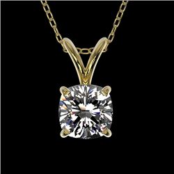 0.50 CTW Certified VS/SI Quality Cushion Cut Diamond Necklace 10K Yellow Gold - REF-79Y5K - 33171