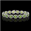 Image 1 : 21.13 CTW Peridot & Diamond Halo Bracelet 10K White Gold - REF-286Y5K - 40628