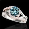 Image 1 : 1.8 CTW Si Certified Fancy Blue Diamond Bypass Solitaire Ring 10K White & Rose Gold - REF-272X8T - 3