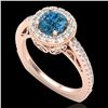 Image 1 : 1.55 CTW Fancy Intense Blue Diamond Solitaire Art Deco Ring 18K Rose Gold - REF-178A2X - 37986