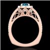 Image 4 : 1.55 CTW Fancy Intense Blue Diamond Solitaire Art Deco Ring 18K Rose Gold - REF-178A2X - 37986