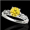 Image 1 : 1.1 CTW Certified Si Intense Yellow Diamond Solitaire Antique Ring 10K White Gold - REF-156T4M - 346