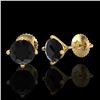 Image 2 : 1.5 CTW Fancy Black Diamond Solitaire Art Deco Stud Earrings 18K Yellow Gold - REF-45W3F - 38236