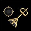 Image 4 : 1.5 CTW Fancy Black Diamond Solitaire Art Deco Stud Earrings 18K Yellow Gold - REF-45W3F - 38236