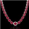 Image 2 : 170 CTW Ruby & VS/SI Diamond Halo Micro Eternity Necklace 14K White Gold - REF-993N8Y - 22312