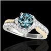 Image 1 : 1.6 CTW Si Certified Fancy Blue Diamond Bypass Solitaire Ring 10K White & Yellow Gold - REF-180A2X -