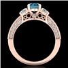 Image 4 : 2.07 CTW Intense Blue Diamond Solitaire Art Deco 3 Stone Ring 18K Rose Gold - REF-254N5Y - 37783