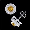 Image 4 : 2.09 CTW Intense Fancy Yellow Diamond Art Deco Stud Earrings 18K White Gold - REF-218F2N - 38015