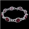 Image 2 : 30 CTW Garnet & Micro VS/SI Diamond Bracelet 14K White Gold - REF-368H9A - 23023