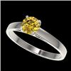 Image 1 : 0.77 CTW Certified Intense Yellow SI Diamond Solitaire Engagement Ring 10K White Gold - REF-92X5T - 