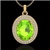 Image 1 : 4.50 CTW Peridot & Micro Pave VS/SI Diamond Necklace 18K Yellow Gold - REF-112K8W - 20570