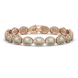 14.24 CTW Opal & Diamond Halo Bracelet 10K Rose Gold - REF-298A2X - 40617