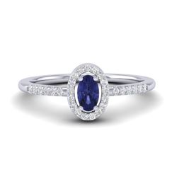 0.43 CTW Tanzanite & Micro Pave VS/SI Diamond Ring Halo 18K White Gold - REF-31F3N - 21397