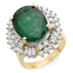 11.75 CTW Emerald & Diamond Ring 14K Yellow Gold - REF-246Y4K - 14412