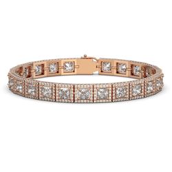 18.24 CTW Princess Diamond Designer Bracelet 18K Rose Gold - REF-3369Y8K - 42726