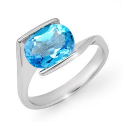 3.0 CTW Blue Topaz Ring 10K White Gold - REF-19F8N - 13177