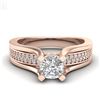 Image 2 : 1.01 CTW Cushion VS/SI Diamond Solitaire Micro Pave Ring 18K Rose Gold - REF-200F2N - 37161