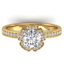 1.75 CTW Certified VS/SI Diamond Art Deco Ring 14K Yellow Gold - REF-390A4X - 30275