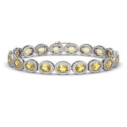 12.73 CTW Fancy Citrine & Diamond Halo Bracelet 10K White Gold - REF-226F9N - 40493