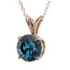 Image 2 : 1.04 CTW Certified Intense Blue SI Diamond Solitaire Necklace 10K Rose Gold - REF-111X2T - 36768