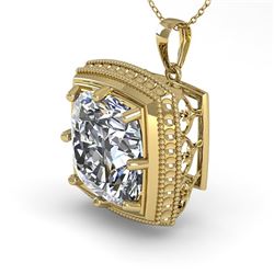 1 CTW VS/SI Cushion Cut Diamond Solitaire Necklace 18K Yellow Gold - REF-332T8M - 36007