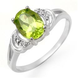 1.55 CTW Peridot & Diamond Ring 10K White Gold - REF-12M9H - 13462