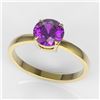 Image 2 : 2 CTW Amethyst Designer Inspired Solitaire Engagement Ring 18K Yellow Gold - REF-33X6T - 22210