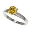 Image 1 : 1 CTW Certified Intense Yellow SI Diamond Solitaire Engagement Ring 10K White Gold - REF-199H5A - 32