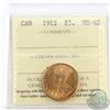 Canada 1912 $5 Gold ICCS Certified MS-62