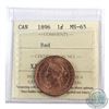 Image 1 : 1-cent 1896 ICCS Certified MS-65 Red. A Bright coin with a nice even soft satin Finish.