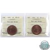 Image 1 : 1-cent 1901 & 1902 ICCS Certified MS-63 Red and Brown. Both coins have lots of underlying original r