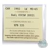 Image 5 : 1-cent 1902 ICCS/CCCS Certified MS-65; Red (Cross Graded)