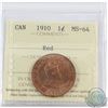 Image 1 : 1-cent 1910 ICCS Certified MS-64 RED.