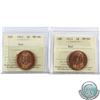 Image 1 : 1-cent 1911, & 1912 ICCS Certified MS-64 RED. Both coins are near full red with flashy fields. 2pcs