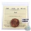 Image 1 : 1-cent 1928 ICCS Certified MS-65 Red. Tied for Highest Grade.