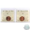 Image 1 : 1-cent 1933 & 1934 Both ICCS Certified MS-64 RED! 2pcs